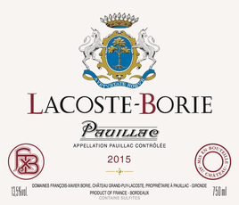 2016 LACOSTE-BORIE PAUILLAC 750ML - Hill Side Vineyards