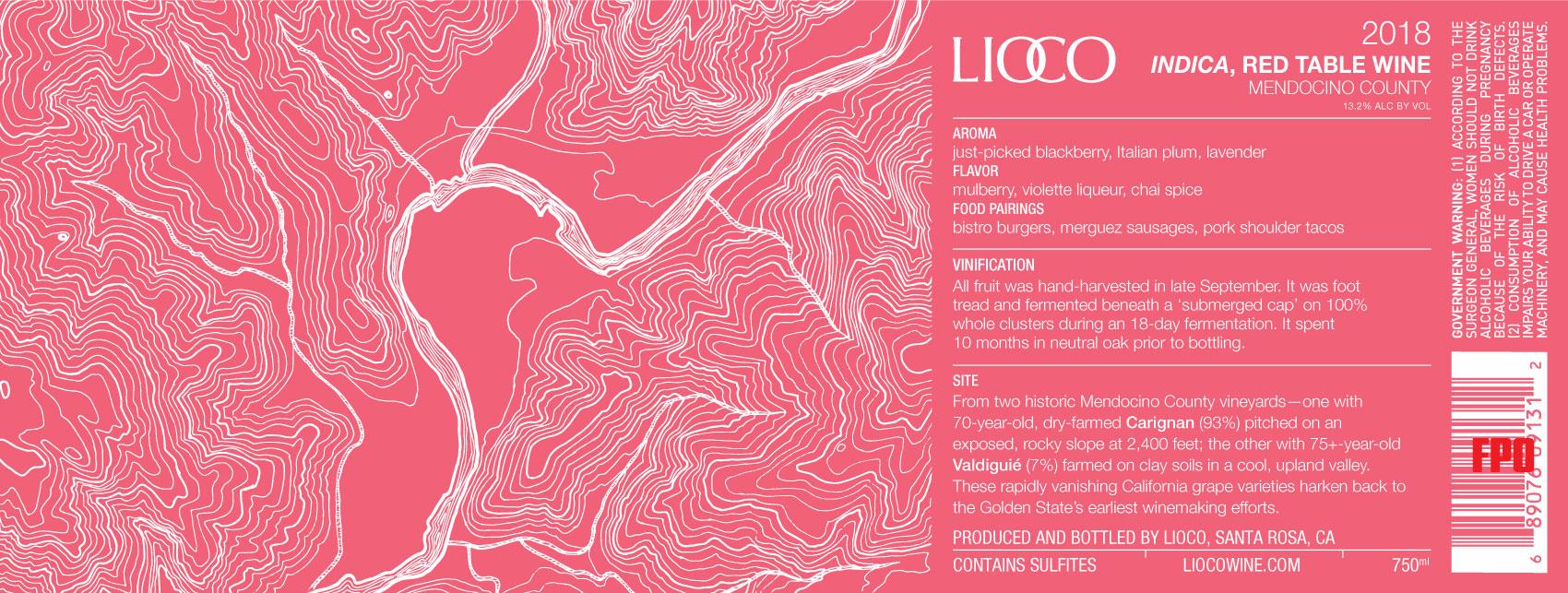2020 Lioco Indica Red Mendocino County 750ml Hill Side Vineyards