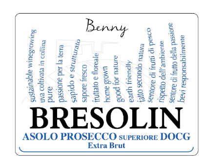 Bresolin Asolo Prosecco Superiore Extra Brut Benny 750ML